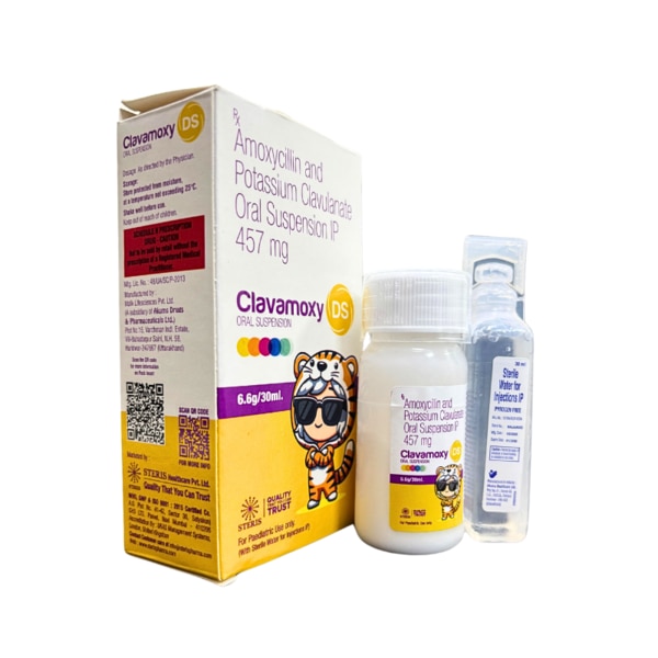 CLAVAMOXY DS ORAL SUSPENSION is an antibiotic formulation specifically optimized for children. It contains Amoxycillin with a broad-spectrum antibacterial effect and Clavulanic Acid, which inhibits beta-lactamase enzymes. With this dual mechanism of action, it efficaciously manages a wide variety of infections in children, including respiratory infections, otitis media, sinusitis, urinary tract infections, or even skin infections.Key Benefits:Delivers sufficient antibacterial coverage for a myriad of infections.Clavulanic Acid augments Amoxycillin’s activity by preventing resistance from Acinetobacter spp.Effective in treating respiratory tract infections as well as urinary infections in children.Pediatric friendly formulation with a good taste to improve compliance.Quicker recovery and faster, effective alleviation of symptoms.How Does It Work:Amoxycillin, being a penicillin antibiotic, works by destroying the bacteria cell wall leading to its death. However, some bacteria synthesize an enzyme beta-lactamase that would nullify the effects of Amoxycillin. Inhibiting this enzyme, Clavulanic Acid saves Amoxycillin and helps it get the job done more effectively. Together, they provide combined synergistic action against stubborn bacteria.Directions for Use:Shake the bottle well before each use.Use the measuring spoon or cup provided to ensure accurate dosing.As directed by the pediatrician, the dosage should be given according to the child’s weight and age.Given with food may lessen the risk of upset stomach.To avoid bacterial resistance, complete the full course even if the child feels better.Side Effects:Common side effects may include mild diarrhea, nausea, vomiting, or rash.Children may infrequently have allergic reactions such as itching or swelling.If severe side effects arise like persistent diarrhea or difficulty breathing, inform the doctor immediately.Make sure to consult the pediatrician regarding any unusual symptoms during the treatment.