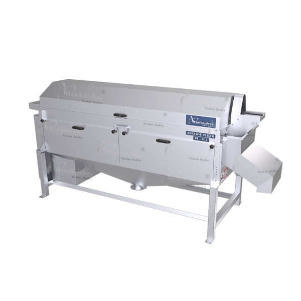 Abrasive Peeler Model PE7CL used to remove the outer skin of fruits and vegetables through friction. Instead of using blades, these peelers have rough surfaces that rub against the produce, gently peeling away the skin.Our PE-7cl machines are designed for a continuous flow of produce, significantly increasing throughput and efficiency in large-scale operations.Auger System :The auger, or screw conveyor, is a central component. It's a spiral blade that rotates within a chamber, propelling the vegetables forward.This provides a consistent and controlled flow of produce through the machine, ensuring uniform peeling.The auger's speed is often adjustable, allowing operators to fine-tune the processing time and peeling intensity.Abrasive Peeling :The peeling action is achieved through abrasive rollers. These rollers have a rough surface that removes the outer skin of the vegetables through friction.The combination of the auger's movement and the rotating abrasive rollers creates a continuous peeling process.Continuous Operation :PE-7cl peeler is designed for high-volume, uninterrupted processing. Vegetables are fed into the machine continuously, and peeled vegetables are discharged at the other end.They utilize abrasive rollers, which have a rough, textured surface, to remove the outer skin of the vegetables.The level of abrasion can often be adjusted to achieve the desired degree of peeling.