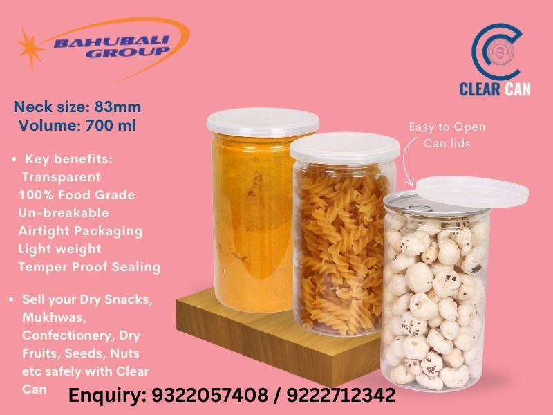 We have developed a very special type of packaging suitable for packing foods items like dry fruits, ghee, spices, jams, tea, coffee, milk powder, sweets, dry flowers, seeds, chocolates, candies, confectioneries, biscuits, mouth freshener, pan masala, soft drinks, juices, ketchup etc. This is a very attractive and unique type of packaging and has never been introduced in Indian market. It is a composite packaging with pet jar and tin top. This packaging is air-tight and leak proof and helps in increasing the shelf life of the product packed inside it. The advantage of this packing is that printing can also be done on the jars / bottles to make them more attractive while maintaining the food product visibility. These jars and bottles are available from 100ml to 5000ml volume and neck size from 38mm to 120mm.The advantages of the above packing are :Air-tightUn-breakableLeak proofPilfer proofAdultration freeBetter shelf lifeBetter product visiblityPrinting can be done on jar while maintaining product visibility.For More Details Call or Whatsapp us