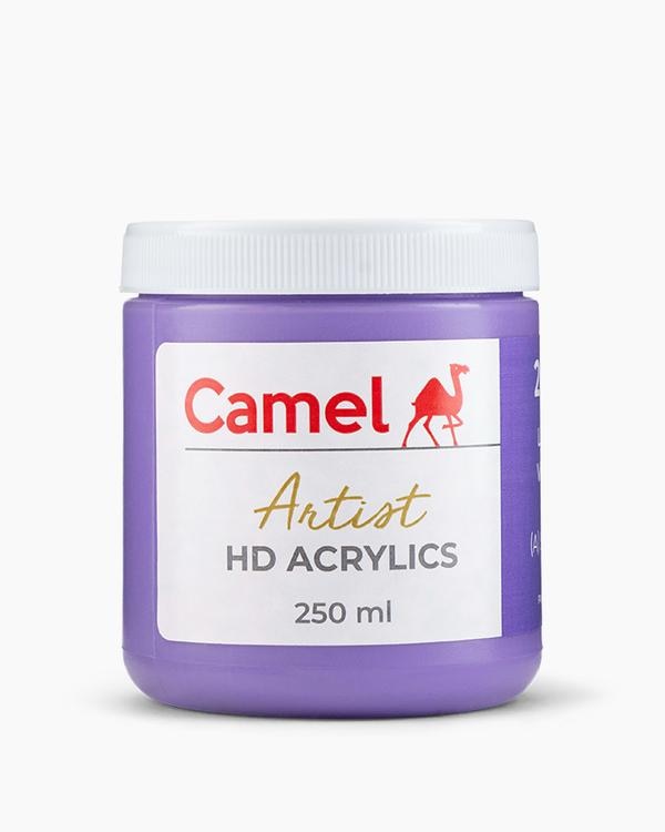Camel Artist HD Acrylics Individual jars of Light Violet in 250 mlThe vibrancy and viscosity of oil paints with the drying time of acrylic colours.High performance pigments to create vivid art.New generation, absolutely transparent binders to ensure no colour shift.Create multiple layers of strong colour with minimal drying time between layers.250 ml jars come with a wide mouth for easy use with a palette knife and prevent wastage.