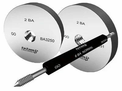 BA thread gauges are precision measuring tools used to check the accuracy of British Association (BA) screw threads, commonly used in miniature instruments and models. These gauges, available as plug gauges (for internal threads) and ring gauges (for external threads), help ensure the proper fit and thread profile of BA screws and tapped holes. Types of BA Thread Gauges:Plug Gauges:These gauges have a threaded end that is inserted into the internal thread to check the thread's diameter and pitch. Ring Gauges:These gauges have a threaded ring that is slipped over the external thread to check the thread's diameter and pitch. Uses of BA Thread Gauges:Inspecting BA Threads:BA thread gauges are used to verify that the threads on BA screws and in BA tapped holes meet the specified dimensions and tolerances. We are Manufacturer and Supplier of BA Thread Gauges, Thread Plug Gauges, Thread Ring Gauges, Check Plug & Wear Check Plug Gauges from Pune, Maharashtra, India.