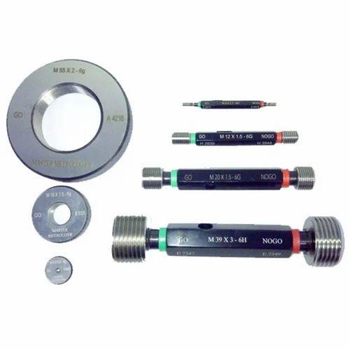 ISO metric thread gauges are precision tools used to check the accuracy and conformity of ISO metric screw threads (external or internal) according to standards like ISO 68, ISO 261, or ISO 965. There are two main types of thread gauges:
1. Go and No-Go Gauges
These are used for checking the dimensional tolerance of threads:
Go Gauge (Plug for internal threads / Ring for external threads): Should fit perfectly, confirming that the part is within the lower limit.
No-Go Gauge: Should not fit, confirming that the part doesn't exceed the upper limit.
2. Types of ISO Metric Thread Gauges
Thread Plug Gauges: Used for internal (female) threads like nuts or threaded holes.
Thread Ring Gauges: Used for external (male) threads like bolts or screws.
3. Thread Gauge Classes
They are made according to ISO tolerance classes, commonly:
6g for external threads (bolt)
6H for internal threads (nut)
4. Usage Tips
Ensure the workpiece is clean before gauging.
Do not force the gauges;