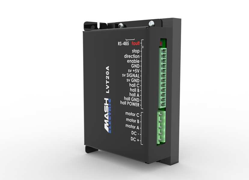 LVT20 is a compact powerful permanent magnet brushless motor controller for high efficiency and torque.Brushless motor controller upto 750W.VOLTAGE: Upto 48VDCCURRENT: Upto 16ARPM RANGE: Upto 60000 COMMUNICATION: RS-485 MODBUS