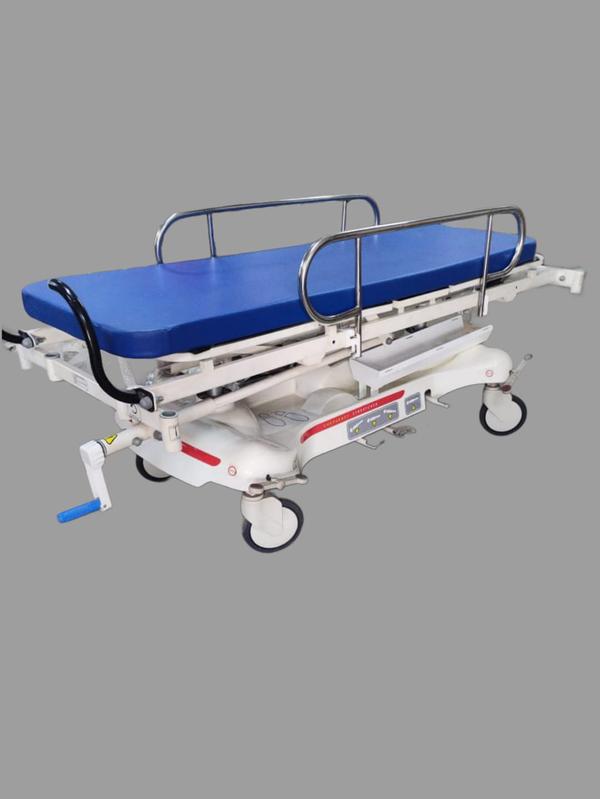• Frame made of rectangular/round CRCA pipes & sheets four section• Radiolucent top with x-ray cassatte holder• Backrest adjustable via pneumatic pump upto 65 degree• Height adjustable & trendelenburg/reverse trendelenburg positions can be achieved by using dual column based hydraulic pump• Knee rest can be achieved by both rachet mechanism & screw crank mechanism at foot end • Overall Size: 1960L X 660W X 650-850H mm• Provided with 20 cms centrally locking mechanism castor wheels for ease of mobility• Provision for dual hook foldable IV rods at both ends• Collapsible type SS side safety rails• Dual sided push handle with heavy PVC cushioning• Protective dust free base cover with oxygen cylinder holder• 4 corner are provided with protective bumpers. overall dimensionoverall dimension:• Backrest : 0°-65° degree Knee rest : 0°-35° degree• Trendelenburg - 0° - 20° degree Reverse Trendelenburg : 0° - 20° degree• Maximum Height - 90 cms• minimum Height - 60 cms• All metal components are pre treated and epoxy powder coated• Provided with suitable hight density PU foam