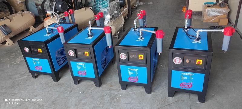 Top Refrigerated Air dryers Manufacturers & suppliers in PAN India.At DEW , we specialize in manufacturing and supplying high-efficiency top-tier Refrigerated Air Dryers that optimize performance while ensuring energy efficiency and durability.What is Refrigerated Air Dryers ?A refrigerated air dryer is the type of machine used in compressed air systems to remove moisture (water vapor) from compressed air.Why Choose DEW Refrigerated Air Dryers?We offer refrigerated air dryers to a smart move depending on your industrial or commercial air compressor needs.Efficient Moisture RemovalContinuous Duty CycleLow Maintenance RequirementsDurable & Space Saving ConstructionUser-Friendly ControlsWide Range of modelGlobal Supports 24x7 with Parts availabilityDEW 40 CFM Refrigerated Air Dryer:CFM 40 MaxWorking Pressure 16 Kg/Cm2Connected Load 0.36 KwRefrigerant Gas R-134aCompressor Emersion CoplandPressure Due Point +2 – 40C MaxInlet Temp. 45 C