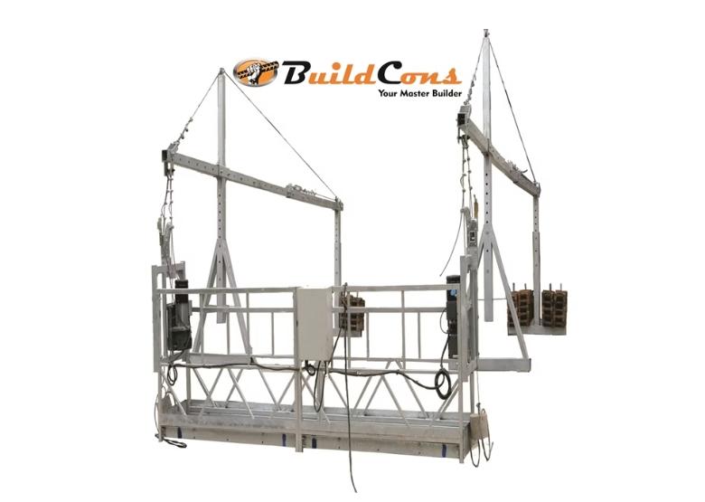 Suspended Platform Manufacturers & Suppliers in Ahmedabad, Gujarat, India | Build Cons.We are supplying and manufacturing Suspended Platform, Gandola System, Aerial Platform, Hanging Platform, Working Platform or Steel/ Aluminum Suspended Platform. A kind of Temporarily Installed Suspended Access Equipment, also known as Suspended Platform or Temporary Access Equipment, is a lightweight aluminum-made object capable of carrying persons onto a certain height so as to facilitate the aerial work, such as maintenance, decoration, cleaning, etc. It is easy for operation, flexible for moving, reliable in safety. Besides, it is not necessary to build scaffolding in the construction, the efficiency will be promoted and the cost will be reduced. Suspended platform Technical Details(SRP-800)MODEL BUILD SRP-800Platform size 2.5+2.5+1.5+1 Meter=7.5 MeterMaterial of platform Aluminum/Steel Platform-Hot GalvanizedBalance Weight 1000kgs.Rated load 800kgs.Ascend Speed (working speed) 9-11m/minWire rope 4x31 Sw-FC-9.1Wire Rope Size 9mmWire Rope Length 100 Meter x 4 No.Structure Weight Approx. 800-900kgCounter Weight 1000 KgRated Lifting Force 5KNELECTRIC MOTORPower 1.8kWx 2Voltage(According to Indian Standard) AC 415 V 3 PhaseBreaking 15 NMSafety lock Tilt proof safety lock (2 No.s)SUSPENED MECHANISMHeight Adjustment 1.15m – 1.75mFront Beam extension 1.1m – 1.7mTo ensure safe operation without danger to personnel, all the platform are fitted with the following safety devices:Service brake incorporated in the hoist.Two fall arrest devices acting on the safety wire ropes.Two upper limit switches.No power descent in case of power failure.Anti-tilt device.Emergency stop.Phase controller.Features :DurableTrouble-free operationCorrosion resistance.easy for operationflexible for movingSuspended Platform SRP-150 (Single Hoister)Suspended platform Technical Details(SRP-800)MODEL BUILD-150Platform size 1.2 MRelated Load 150 KgWire Rope Length 50m/100m x 2Lifting Speed 9-11m/minLifting Height 50m/100mELECTRIC MOTORPower 1.5KWVoltage(According to Indian Standard) AC 415 V 3 PhaseSafety lock Safety lock (1 No`s)SUSPENED MECHANISMHeight Adjustment 1.15m – 1.75mFront Beam extension 1.1m – 1.7mSuspended Platform SRP-250 (Double Hoister)Suspended platform (Double Hoister)MODEL BUILD-250Platform size 2.5MeterRelated Load 250 KgWire Rope Length 100 MeterLifting Speed 9-11m/minLifting Height 100mELECTRIC MOTORPower 1.5KW x2Voltage(According to Indian Standard) 415 V 3 PhaseSafety lock Tilt proof safety lock (2 No`s)Suspended Platform SRP-250 (Double Hoister)Suspended platform (Double Hoister)MODEL BUILD-250Platform size 2.5MeterRelated Load 250 KgWire Rope Length 100 MeterLifting Speed 9-11m/minLifting Height 100mELECTRIC MOTORPower 1.5KW x2Voltage(According to Indian Standard) 415 V 3 PhaseSafety lock Tilt proof safety lock (2 No`s)L- Type Suspended platformL- Type Suspended platform Technical Details :MODEL L Shape PlatformPlatform size 2.5+2.5MeterMaterial of platform Steel Platform-Hot GalvanizedBalance Weight 1000 KgRated Load 800 KgAscend Speed (working speed) 9-11m/minWire Rope 4x31 Sw-FC-9.1Wire Rope Size 9mmWire Rope Length 100 Meter x 4 No.Structure Weight Approx. 800-900kgCounter Weight 1000 KgRated Lifting Force 5KNELECTRIC MOTORPower 1.8 KW x 2Voltage(According to Indian Standard) 415 V 3 PhaseBreaking 15 NMSafety lock Safety lock (2 No`s)SUSPENDED PLATFORMHeight Adjustment 1.15 – 1.75 mFront Beam Extension 1.3 – 1.5 mCall Us For More Information.
