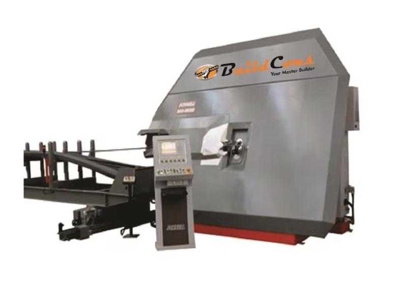 Automatic Rebar Stirrup Machine Manufacturers & Suppliers in India | Buildcons.Our Automatic Rebar Bending Machines are designed for high-performance bending of construction stirrups and shaped parts from coils. Perfectly suited for medium production runs, these machines offer simplicity, rugged durability, and low operating and maintenance costs.Key Features:Reliable and Efficient: These machines are built for consistent performance, designed to bend hot-rolled iron with minimal upkeep.Two-Way Bending Head: Capable of producing multi-sided stirrups, providing flexibility in your production.Straightening Unit: Quickly adjusts diameters without needing additional setups, ensuring smooth operation.CNC Servo Control: The entire work cycle is programmed, stored, and controlled by an industrial computer, with easy manual operation using buttons and selectors.Versatile Operation: This machine can straighten, cut to length, and bend stirrups, all controlled by a CNC system.Technical Specifications:Single Wire Bending: φ5 – 13 mmDouble Wire Bending: φ5 – 10 mmMax Bending Angle: ±180° (Double Direction)Max Bending Speed: 1200°/secMax Pulling Speed: 110 m/minMandrel Diameter: φ13 – φ30 mmMin Length of Stirrup Side: 75 mmLength Tolerance: ±1 mmBending Tolerance: ±1°Air-Compressor Consumption: 6 l/minElectric Power Consumption: 6 kW/hRated Electric Power: 27 kWVoltage: 415 V – 50 HzOperating Temperature: -50°C to 40°CMachine Color: GreyThese machines are ideal for the fast, efficient, and accurate bending of construction stirrups and other rebar components. With low operating costs and high performance, they are a valuable addition to any medium-sized production facility.Contact us for more details or to place an order today!