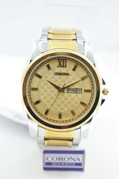 Presenting our Gold Two-Tone Plated Men's Wrist Watch, a blend of elegance and practicality. The seamless integration of gold and silver tones in the case is complemented by the inclusion of day and date functions, enhancing its functionality. Elevate your style with this exceptional timepiece, where timeless sophistication meets useful features, creating a statement of refined masculinity that's as versatile as it is distinctive.