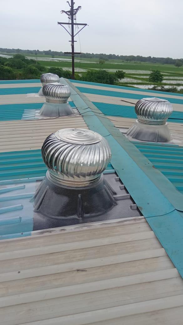 Our Manufacturing Unit is in Ahmedabad, Gujarat, India.A Stainless Steel Air Ventilator is a mechanical device installed on rooftops to extract hot, humid, and contaminated air from industrial or commercial spaces. It operates using natural wind energy and thermal convection, requiring no electricity to function.
