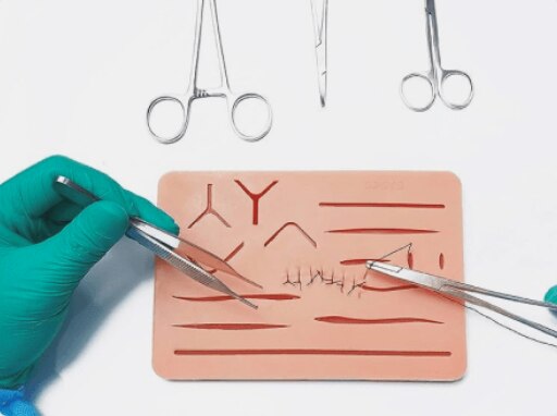 Practice various suture techniques at different depths and shapes techniques with our three-layered suture pad. The suture pad consists of three distinctive layers mimicking the epidermis, subcutaneous fat and muscle layers. Our suture pads our reinforced with affine mesh to prevent tearing of edges and longevity.Available in 17cm X 11cm with 1 cm of Thickness