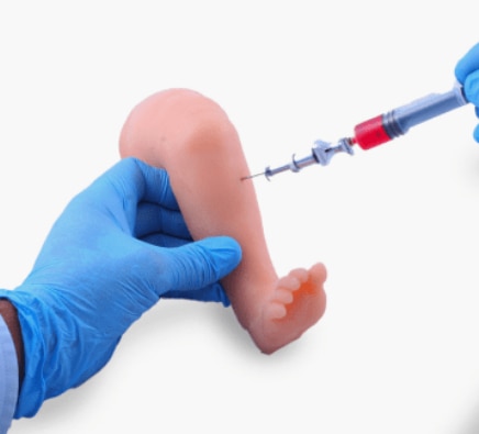 Lifelike , realistic infant skin and surface anatomy of the tibial bone reproduction of infant leg which allows students to master infant intraosseous(IO) infusion techniques.

Maverick’s IO Leg is a highly realistic task trainer designed for healthcare professionals to practice and perfect critical pediatric and neonatology skills. This model provides training experience in  Intraosseous (IO) infusion (tibia). Featuring realistic anatomy including the tibial tuberosity, anterior margin of the tibia and lateral and medial surfaces, one has to identify the IO site only by the touch and bony landmarks.

High quality silicone skin which mimics the real skin touch & feel Seamless design which ensures.

That the site of I.O. insertion cannot be discerned merely by visual inspection.

Tactile palpation which facilitates proper site selection through palpation of the bony landmarks of the tibia.