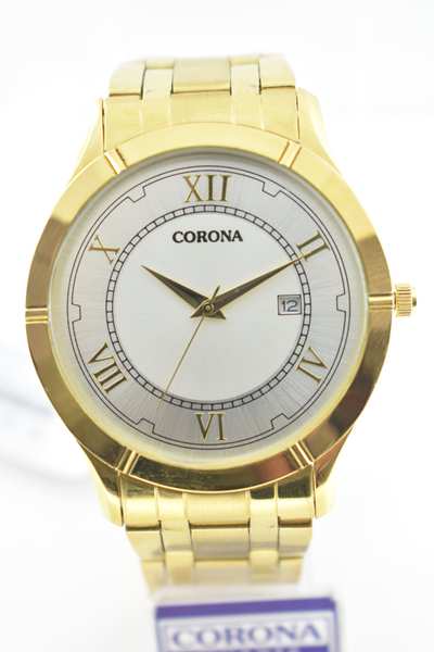 This stylish and elegant watch is the perfect accessory for any man. The gold plating makes it stand out and also makes it look more expensive than it is. It features a large face and a smooth gold-colored band.