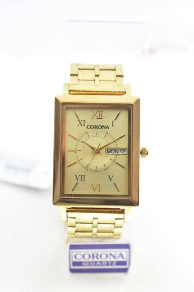 Presenting our Gold Plated Men's Wrist Watch, a n icon of sophistication and practicality. The luxurious gold-plated case encases a striking golden dial, while boasting day and date functions for added convenience. Elevate your style with this exceptional timepiece, where opulence, functionality, and precision unite to create a statement of refined masculinity.