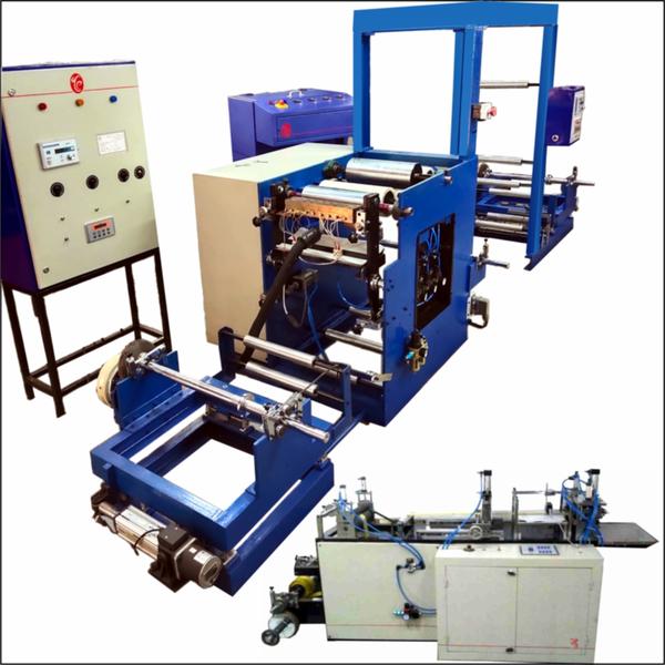 Hot Melt Coater Specification:This machine will make rolls of 325mm (Max.) width & max 600mm dia. with 20 gsm hot melt coating.Machine Type: Die coatingMax. Size of coating: 300mm, GSM: 15 to 65 Max. Speed of coating : Speed 25 mpm @15 gsmM/c specifications:Unwind 1:To hold 325 mm max. width material. (Si Paper)450 mm Dia. Max.76 MM core ID.Powder BrakeWeb GuideUnwind 2:To hold 325 mm width material. (PVC of 0.27mm)450 mm Dia. Max.76 MM core ID.Powder BrakeWeb GuideCoating Station: Die coating.Accurate Temp. Control.All silicon rolls dynamic balanced.Back up roller Pneumatically operatedLamination Nip:Dynamic balanced Metal roll & Silicone rollOperation & pressure PneumaticDrive to the nipWith trim cut and blower for trim removal.Rewind :To hold 325 mm max. width material.500 mm Dia. Max.76 MM core ID.Tapper tension controlled winding.AC Drive for controlled winding.Permelter:Tank capacity 25 Lit.Melting Capacity 15 Lit/hrliquid tank capacity 15 Lit.Pump Capacity 0.4 Lit/MinAccurate Temp. Control.Accurate flow controlHot melt HoseTo Supply 0.4 Kgs/hrLength 2 mAccurate Temp. Control.DIMENTIONS: 3 m X 1 m X 1.5 mTotal Electrical Load : Motors 5 HP, Heaters 7.5 KW