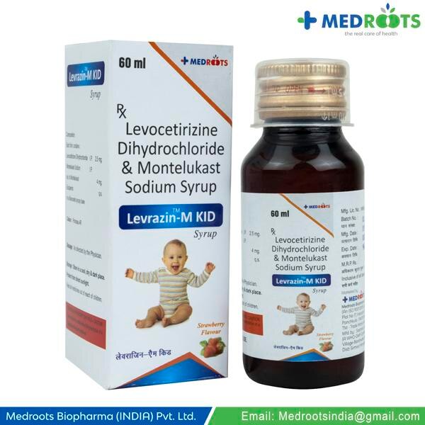 LEVOCETIRIZINE 2.5 MG + MONTELUKAST 4 MG SYRUP StayHappi Levocetirizine+Montelukast 2.5mg/4mg Syrup is commonly prescribed in children to treat symptoms of allergy such as runny nose, sneezing, itching, swelling, congestion, and watery eyes. It may also help in the treatment of asthma and skin allergies.
