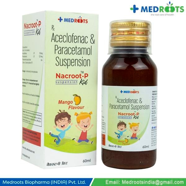 ACECLOFENAC 50 MG + PARACETAMOL.125 MG (Delicious Mango flavor)Aceclofenac+Paracetamol is used for pain relief. Aceclofenac + Paracetamol is a combination of two medicines: Aceclofenac and Paracetamol. These medicines work by blocking the action of chemical messengers responsible for pain, fever and inflammation (redness and swelling).