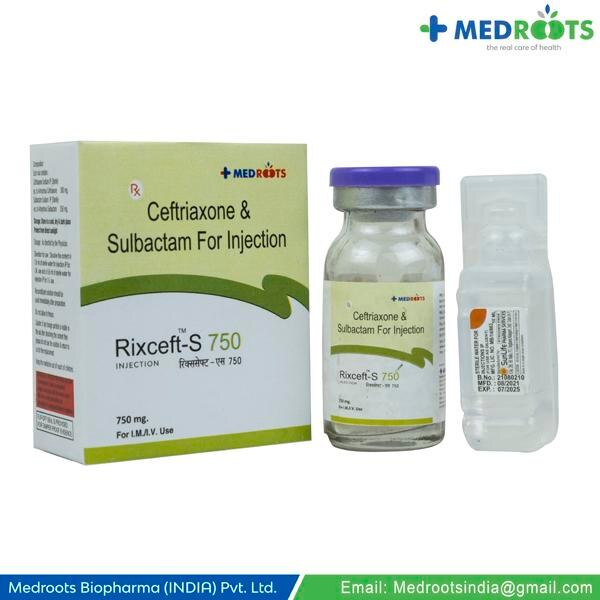 Ceftriaxone 500 mg + Sulbactam 250 mg is an antibiotic combination used to treat bacterial infections. It works by inhibiting bacterial growth and preventing resistance to ceftriaxone, a cephalosporin antibiotic. This combination is effective against a broad range of bacteria, including both gram-positive and gram-negative species.