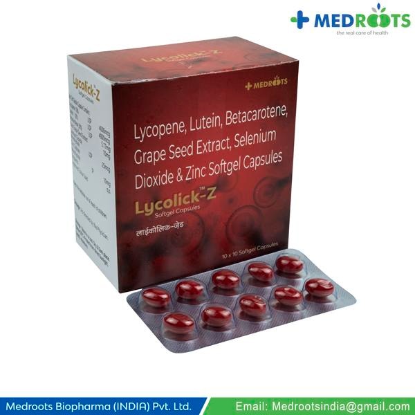 Avoid taking antacids 2 hours before or after taking Beta Carotene + Black Grape Seed Extract + Lutein + Lycopene + Selenium dioxide + Zinc Sulfate, as they make it harder for your body to absorb this medicine.Let your doctor know if you are taking any other medications like antihypertensives, antibiotics, or medicines for heart disease or bone disorders.Drink plenty of water while taking this medicine.Along with taking Beta Carotene + Black Grape Seed Extract + Lutein + Lycopene + Selenium dioxide + Zinc Sulfate, take a healthy diet, sleep for a minimum of 6-7 hours at night, and reduce stress levels.