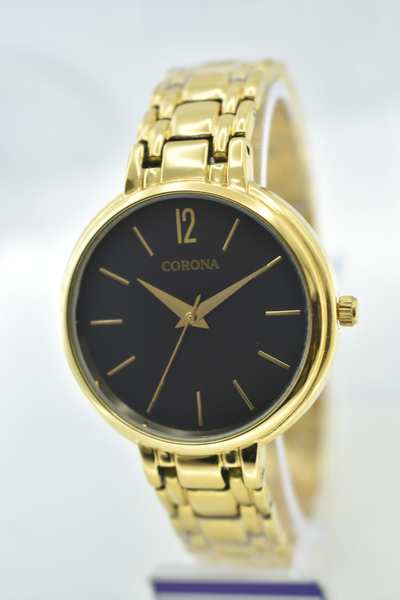 Presenting our Gold Plated Women's Wrist Watch, a masterpiece that embodies elegance and sophistication. The radiant gold-plated case encircles a captivating dial, exuding timeless beauty. Elevate your style with this exquisite timepiece, where opulence meets grace, creating a statement of refined femininity.