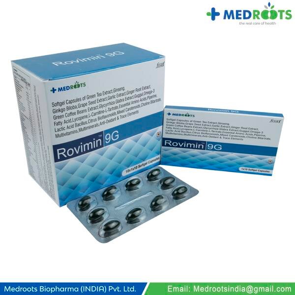 9G Softgel Capsule is filled with multivitamin and multi-minerals that offer nutritional elements for growth and are needed to form red blood cells in the marrow. It boosts the immune system and is essential for cell division and cell growth,Sottgel Capsules of Green Tea Extract, Ginseng, Ginkgo Biloba, Grape Seed Extract, Garlic Extract, Ginger Root Extract, Green Cottee Beans Extract, Gtycyrrhiza Glabra Extract, Guggul,Omega-3 Fatty Acid , Piperine, Lactic Acid Bacillus, Citrus Bioflavonoids, Mixed Carotenoids,ChoJine Bitartrate, Multivitamins, Multiminerals, Anti-Oxidant and  Trace Elements.
