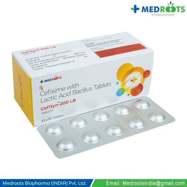 Lactic Acid Bacillus+cefixime contains Cefixime (antibiotic) and Lactic Acid Bacillus (beneficial lactic acid-producing bacteria). Cefixime prevents bacterial cell growth by preventing the formation of the outer protein layer of bacteria (cell wall) responsible for bacteria's growth and multiplication. Lactic Acid Bacillus is a beneficial lactic acid-producing bacteria (good bacteria) that supports the growth of friendly bacteria in the intestine, maintaining a healthy balance of microflora in the gut environment. Lactic Acid Bacillus prevents diarrhoea and beneficial bacteria loss in the intestine due to a prolonged intake of Lactic Acid Bacillus+cefixime. Thus, together Lactic Acid Bacillus+cefixime helps in the prevention of infections. Lactic Acid Bacillus+cefixime is used to treat bacterial infections of the ear, nose, sinuses (sinusitis), throat (tonsillitis, pharyngitis), lungs (bronchitis, pneumonia), and urinary system (CEFITYN-200 LB ).