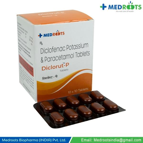 Diclofenac+Paracetamol 50mg/325mg Tablet is a pain-relieving medicine. It is used to reduce pain and inflammation in conditions like rheumatoid arthritis, ankylosing spondylitis, and osteoarthritis. It may also be used to relieve muscle pain, back pain, toothache, or pain in the ear and throat.1