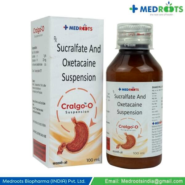 SUCRALFATE 1GM + OXITAICAINE 20 MG Sucralfate 1GM + Oxetacaine 20 MG is a combination medication used to treat and prevent stomach ulcers, acidity, and heartburn. It also helps with pain relief in conditions like gut inflammation, anal fissures, and skin burns.