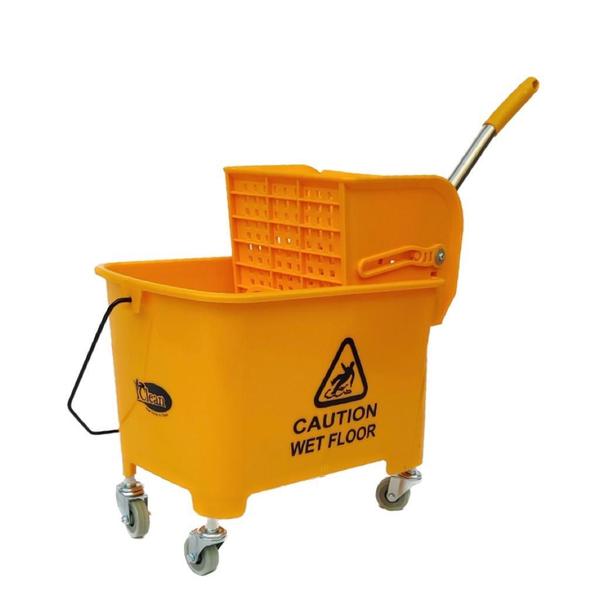 A Single Bucket Mop System is a convenient and efficient cleaning tool designed to simplify floor maintenance. It typically includes a mop, a bucket with an integrated wringer, and sometimes wheels for easy mobility. The built-in wringer allows users to control the mop’s moisture level, reducing excess water on floors and speeding up drying time. This system minimizes physical strain and prevents unnecessary bending or lifting. Suitable for homes, offices, and commercial spaces, it promotes hygienic cleaning by separating dirty water from the mop head. Its compact design saves storage space, making it a practical choice for everyday cleaning tasks.