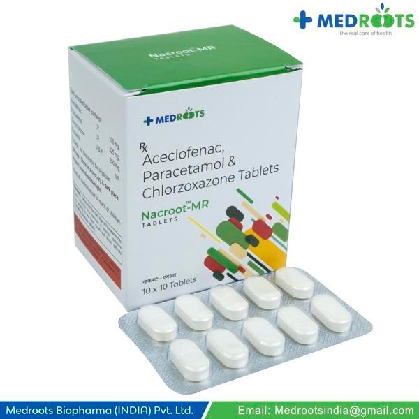 Aceclofenac+Paracetamol+Chlorzoxazone 100mg/325mg/250mg Tablet is a combination of three medicines: Aceclofenac, Paracetamol and Chlorzoxazone. This medicine helps in relieving muscle pain by relaxing the affected muscles. It relieves pain caused due to muscle spasm, cramp or injury