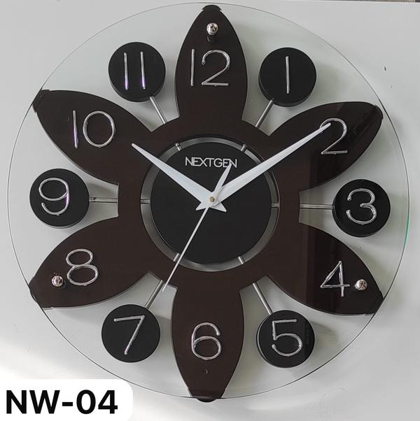 Introducing the stylish WOODEN/GLASS CLOCK NW-04 for your home or office. This clock features a classic brown dial enclosed in a wooden frame, perfect for a contemporary theme. The clock mechanism is quartz for accurate timekeeping. Made of high-quality wood, this clock is durable and long-lasting. Add this unique piece to your collection today!