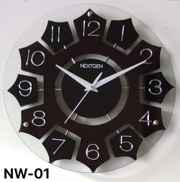 Enhance your office decor with our stylish WOODEN/GLASS CLOCK NW-01. The brown dial and contemporary design make it a perfect addition to any workspace. Made with high-quality wooden frame and quartz clock mechanism, this clock is durable and reliable. Add a touch of elegance with this wooden beauty!