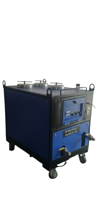 MECHKLEEN , as the name suggest is a mechanical filtration unit equipped with depth filters having micron rating upto 3 microns.MECHKLEEN is a typical Bypass Filtration System having with an independent pump and motor to continously keep the oil clean.MECHKLEEN  is available in different models and is designed to efficiently and cost effectively clean fluids in consoles having oil content from 500 litres to 8000 litres. MECHKLEEN has a strainer at the inlet and a DP guage and lamp to indicate choking of the filter.The filter elements are designed to cleanse industrial oils, removing everything from solid particles to water to sludge, varnish and oxidation residues. 3 in 1, all within a single element .The cellulose filter media absorbs water drops and consequently dries the oil to less than 100 ppm.The industry thickest filter, 114mm to flow through, results in the unique ability for absorbing and removing      oil oxidation residues, well known as sludge, or varnish deposits