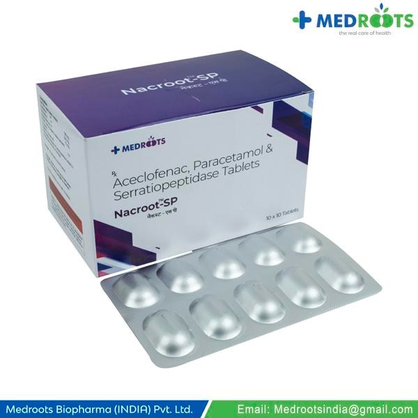 Aceclofenac+Paracetamol+Serratiopeptidase 100mg/325mg/15mg Tablet is a combination medicine that relieves muscle, joint, and postoperative pain. It effectively alleviates pain and inflammation in conditions like rheumatoid arthritis, ankylosing spondylitis, and osteoarthritis.