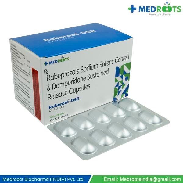 Rabeprazole 20 mg + Domperidone 30 mg sustained release capsules are a combination medication used to treat conditions like acid reflux, heartburn, and gastroesophageal reflux disease (GERD). Rabeprazole is a proton pump inhibitor that reduces stomach acid production, while Domperidone is a prokinetic agent that helps with stomach emptying and can reduce nausea. This combination can be particularly helpful for patients who don't fully respond to rabeprazole alone.