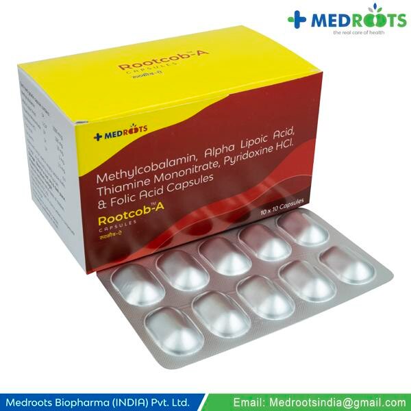 Methylcobalamin + Alpha Lipoic Acid + Thiamine mononitrate + Pyridoxine Hydrochloride + Folic Acid is a combination of five medicines : Methylcobalamin, Alpha Lipoic Acid, Thiamine mononitrate, Pyridoxine Hydrochloride, and Folic Acid. Methylcobalamin is a form of vitamin B12 that restores its level in the body thereby helping in treating certain anemias and nerve problems. Alpha lipoic acid acts as a potent antioxidant (substance that protects against cell damage) by neutralizing the free radicals (waste products formed in the body during energy production) such as reactive oxygen and nitrogen species. Further, it initiates natural antioxidant processes in the body. It also maintains the levels of Vitamin E and Vitamin C in the body. Thiamine mononitrate is a form of vitamin B1 that provides essential nutrients. Pyridoxine Hydrochloride, a supplement of vitamin B6, is required by your body for utilization of energy in the foods you eat, production of red blood cells, and proper functioning of nerves. Folic Acid is a form of vitamin B. It plays a vital role in the formation of red blood cells, which carry oxygen throughout the body. It is also essential in pregnancy due to its role in the development of the unborn baby's brain and spinal cord.