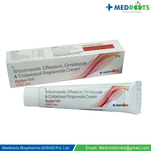 This ointment combination is used to treat mixed skin infections that involve both bacteria and fungi. It includes antifungal (itraconazole), antibiotic (ofloxacin and ornidazole), and a corticosteroid (clobetasol propionate) to address these different types of infections.