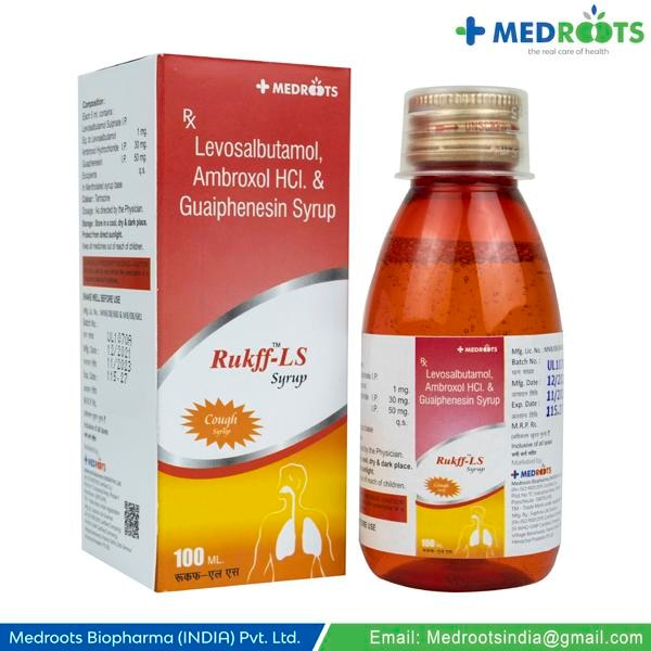 Levosalbutamol sulfate, ambroxol hydrochloride, and guaifenesin are often combined in a syrup to treat coughs with mucus, especially in conditions like bronchitis and asthma. Levosalbutamol, a bronchodilator, helps relax airway muscles to improve breathing. Ambroxol is an expectorant that thins and loosens mucus, making it easier to cough up. Guaifenesin also acts as an expectorant, helping to clear mucus from the chest.