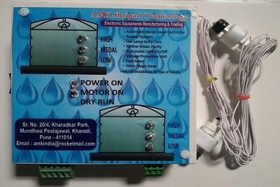 AMK Shripad Technology have gained a huge pleasure in the industry by offering a wide range of Water Level Controller.Other details:It’s an Software based automatic switching circuit that used to control on AC DC water pump Operation of this circuit is signal when the water level goes below the limit the lower level sensor will detect it and activate the water pumpWhen the water level riches the upper limit the sensor detect it and switch of the water pump
