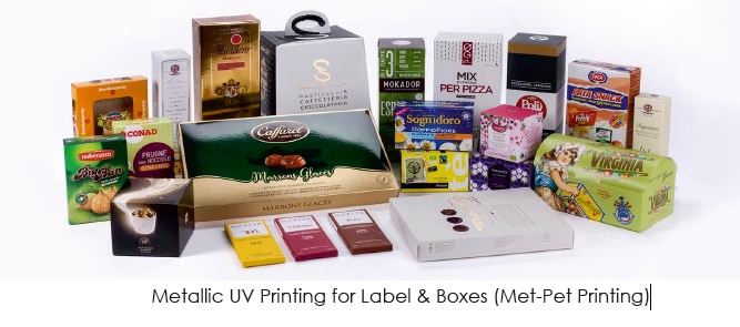 Metallic UV Printing for Label & Boxes (Met-Pet Printing)