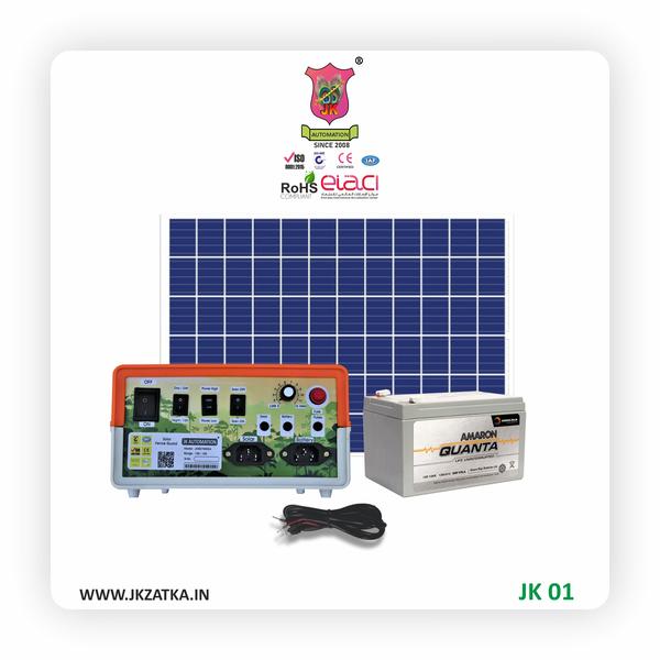 MODAL: JK 01Output energy : 50 TO 100 BIGHA SetOutput Voltage : 7 to 9 KV, selectable modelOutput current : 5.6APulse Interval : 1.2 second nominalPulse Duration : 200 micro second, nominalHV output : 9000 V 1 zoneLV output : 7000 V 1 ZonesInput current : 1.5A, to 500ma nominal, depend on modelBattery : 12V/12AH AMRON Input solar : 20WATT JK MAKESIREN : IN SIDE SIREN-JK AUTOMATION fence energizer is World’s most powerful Fence Energizer which is design, tested and Government Approved as per standard of safety BIS 302-2-76.- 165 countries of the world are using this technology for protecting their crops from wild animals.- A Professional security system which can be use by Airport, Military, B.S.F, Forest department for protecting their properties from theft, intrusion, Pilferage and Sabotage- Programmable siren system: Users can program siren according to their need,Like• When fencing wire break,• When animals touch to fencing ,• When branches touch to fencing,• When heavy voltage drop from fencing,- Extra power function can be avoid rustling animals.- Automatic and manual function: Automatic starts at night and off at the morning- Power management system Provide long Battery life-period- Live And Return wire system- All type of indication can give all information of Fence energizer’s status- 1 to 500 acres of different types of models for agriculture.- All kind of Information and services are provided through the company’s top-level technical experts.- Running from 100% sunlight, does not need electricity.- It gives short, sharp and painful shock but there is not physical harm to the man and animal.- It can run 2 weeks without sunlight.- 100% result and 30 days money-back guarantee.
