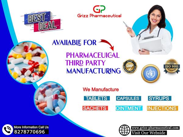 ncrease access to high-quality healthcare by developing, producing and marketing affordable pharmaceutical products in Domestic. We have a very well designed PCD Pharma program to provide PCD franchise to our customers. Your search for best PCD Pharma company ends here. The company focuses on providing high quality, affordably priced products to its customers and supports all these with dedicated customer service. Thinking about propaganda pharma companies you should think about GRIZZ PHARMACEUTICAL.Text on Image : Allopathic PHARMACEUTICAL THIRD PARTY MANUFACTURING,