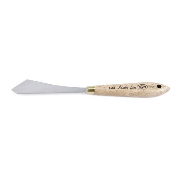 RGM New Studio Line - Wooden Handle; Design 103Highly Flexible Blades return to their original shape after use, allowing for smooth and controlled strokes.Reduces Wrist & Arm Fatigue designed for comfortable use over extended painting sessions.Rust-Resistant Special Steel Blades ensures durability and reliability.Blunt Edges prevents tearing or damaging the canvas, making them safe and effective for all techniques.Premium Beechwood Handles ergonomically crafted for comfort, stability, and a professional feel