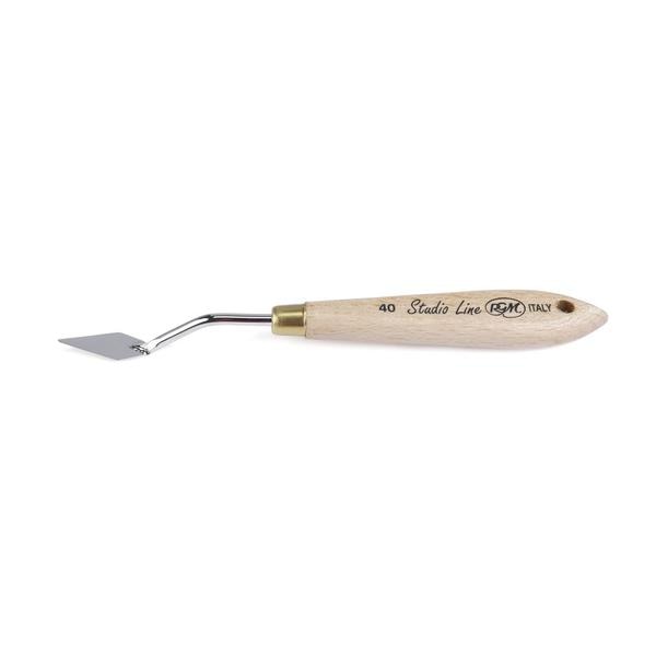 RGM New Studio Line - Wooden Handle; Design 40Highly Flexible Blades return to their original shape after use, allowing for smooth and controlled strokes.Reduces Wrist & Arm Fatigue designed for comfortable use over extended painting sessions.Rust-Resistant Special Steel Blades ensures durability and reliability.Blunt Edges prevents tearing or damaging the canvas, making them safe and effective for all techniques.Premium Beechwood Handles ergonomically crafted for comfort, stability, and a professional feel