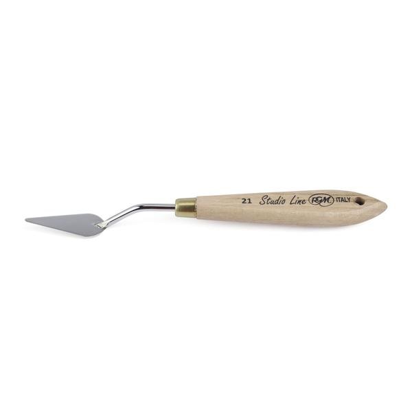 RGM New Studio Line - Wooden Handle; Design 21Highly Flexible Blades return to their original shape after use, allowing for smooth and controlled strokes.Reduces Wrist & Arm Fatigue designed for comfortable use over extended painting sessions.Rust-Resistant Special Steel Blades ensures durability and reliability.Blunt Edges prevents tearing or damaging the canvas, making them safe and effective for all techniques.Premium Beechwood Handles ergonomically crafted for comfort, stability, and a professional feel