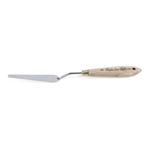 RGM New Studio Line - Wooden Handle; Design 15Highly Flexible Blades return to their original shape after use, allowing for smooth and controlled strokes.Reduces Wrist & Arm Fatigue designed for comfortable use over extended painting sessions.Rust-Resistant Special Steel Blades ensures durability and reliability.Blunt Edges prevents tearing or damaging the canvas, making them safe and effective for all techniques.Premium Beechwood Handles ergonomically crafted for comfort, stability, and a professional feel