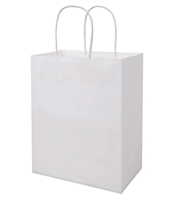 White Kraft Paper BagsEco-Friendly Packaging SolutionsOur white kraft paper bags offer a sustainable and stylish way to package your products. Made from high-quality kraft paper, these bags are durable, versatile, and perfect for various industries, including retail, food, and cosmetics.Features- Eco-friendly material: Made from recyclable and biodegradable kraft paper.- Durable construction: Strong and sturdy design to hold various weights.- Customizable: Available in different sizes, shapes, and printing options.- Breathable: Allows for airflow, keeping contents fresh.Benefits- Sustainable branding: Enhance your brand's eco-friendly image.- Versatile usage: Suitable for packaging various products, from clothing to baked goods.- Customization options: Personalize bags with your logo, text, or design.Applications- Retail packaging: Perfect for boutiques, clothing stores, and gift shops.- Food packaging: Ideal for bakeries, cafes, and restaurants.- Cosmetic packaging: Suitable for beauty and wellness products.Why Choose Our White Kraft Paper Bags?- Quality assurance: High-quality materials and construction.- Competitive pricing: Affordable solutions for businesses of all sizes.- Timely delivery: Fast production and shipping times.