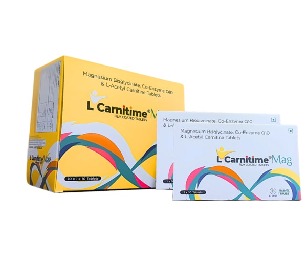 L CARNITIME MAG is a premium dietary supplement designed to support energy metabolism, cardiovascular health, cognitive performance, and muscle recovery. Enriched with Magnesium Bisglycinate, Co-Enzyme Q10, and L-Acetyl Carnitine, this formula delivers targeted support for individuals leading an active lifestyle or those looking to boost their mitochondrial health and reduce fatigue. The synergistic effect of these clinically relevant ingredients makes this product ideal for athletes, older adults, and anyone seeking enhanced cellular vitality and physical performance.Key IngredientsMagnesium BisglycinateA highly bioavailable form of magnesium that is well-tolerated by the digestive system. It plays a vital role in muscle relaxation, nerve function, and energy production.Co-Enzyme Q10 (CoQ10)A fat-soluble antioxidant found in every cell of the body, especially the heart and muscles. It supports mitochondrial energy generation and protects cells from oxidative stress.L-Acetyl Carnitine (ALCAR)A form of L-Carnitine that easily crosses the blood-brain barrier. It is involved in the transport of fatty acids into mitochondria for energy production and supports mental clarity and mood balance.Key BenefitsSupports natural energy production and reduces fatigue by enhancing mitochondrial function.Improves cardiovascular health by supporting cellular energy in heart muscles.Enhances brain function, mental focus, and cognitive health, especially in aging adults.Promotes muscle recovery and reduces exercise-induced fatigue and soreness.Provides antioxidant protection against cellular damage and oxidative stress.Improves nerve function and may aid in the management of neuropathic symptoms.How Does It Work?The unique combination of Magnesium Bisglycinate, CoQ10, and L-Acetyl Carnitine in L CARNITIME MAG works at the cellular level to support the body's energy factories—mitochondria.Magnesium plays a key role in ATP (energy) synthesis, and its bisglycinate form ensures optimal absorption without gastrointestinal discomfort. CoQ10 is vital in the electron transport chain, helping convert nutrients into usable cellular energy. L-Acetyl Carnitine facilitates the transport of fatty acids into the mitochondria, where they are converted into fuel. Together, these ingredients promote efficient energy metabolism, enhance muscular performance, and support overall cellular health.Directions for UseTake one tablet daily with water, preferably after a meal or as directed by your healthcare provider.Do not exceed the recommended dosage.Suitable for both men and women.For best results, use consistently for a minimum of 4–6 weeks.Side EffectsGenerally well tolerated when taken as directed.Mild side effects may include nausea, stomach upset, or headaches in some individuals.People with pre-existing medical conditions or those taking medication should consult a healthcare professional before use.Not recommended for use during pregnancy or breastfeeding without medical advice.