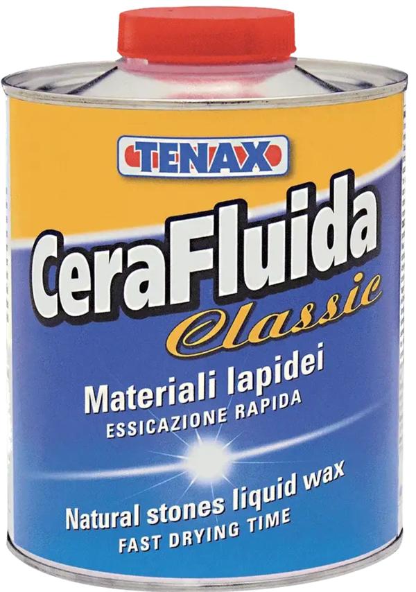 Tenax Cera Fluida is a clear liquid wax that is used to intensify and restore the polished effect on stones, granite, marble, and other similar materials. You can achieve a glossy effect on stones using Tenax Cera Fluida. Besides this, the product is also suitable for use on rough and brushed surfaces for a semi-matte finish. This liquid wax has a quick drying time that makes it a highly efficient product to get a glossy-looking stone material. It is also suitable for use in cold conditions as it has a fast drying time. The film created by using Tenax Cera Fluida is very hard and shows good resistance to external conditions.