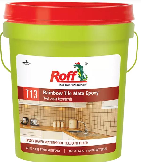Roff Rainbow Tile Mate Epoxy Grout is a waterproof, crack-free, stain-free epoxy tile joint filler. This low VOC epoxy tile joint filler can be used to fill grout between ceramic, porcelain, vitrified tiles, natural stones, glass mosaics, and other surfaces. Our epoxy tile joint filler is perfect for grouting surfaces such as bathrooms, kitchens, living rooms, swimming pools, and commercial areas since it can be used in both dry and wet regions. This epoxy-based waterproof tile joint filler has high abrasion, impact, and shock resistance. Other than this, this product can also be used as an epoxy adhesive for tiles and stone fixing.