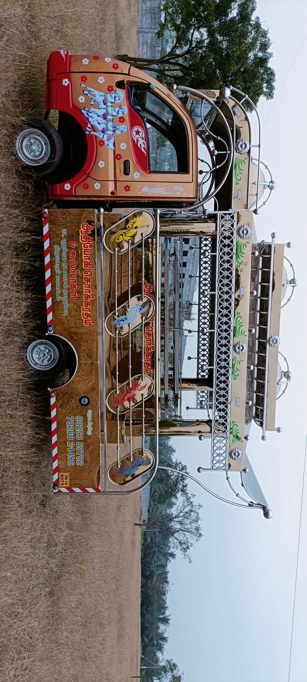 Sorgaratham This Sorgaratham is our another one of the Model . This Sorgaratham fabricated fully in Gold Stainless Sheet & Stainless Steel pipes Mixing. This Sorgaratham model top design Umbrella Design Model. Platform we use aluminum Checked sheets. We delivered the Sorgaratham with audio set, Multi Color LED Lights, Painting & Stickering.(As per choice)